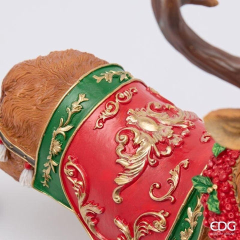 EDG Décoration renne avec guirlande en polyrésine 32x14,5xH44 cm
