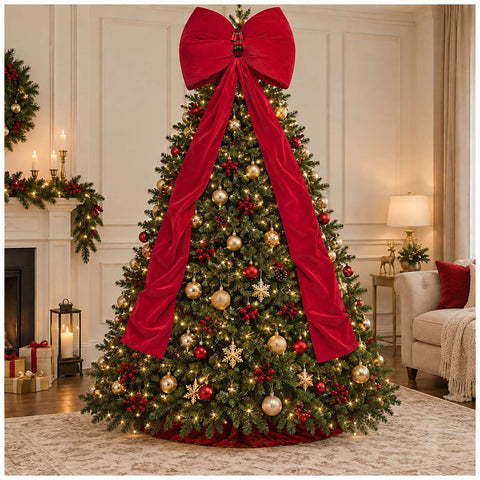 Fiori di Lena Couronne de Noël en velours vert avec guirlande H170 cm