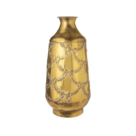 L'arte di Nacchi Vaso Portafiori con fiocchi metallo oro D25 H52 cm