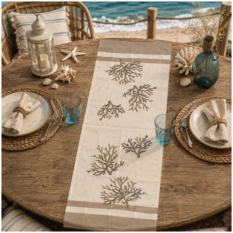 Art Deco Runner in cotone con pesci "Saint Tropez" 50x150 cm 6 varianti(1 unità)