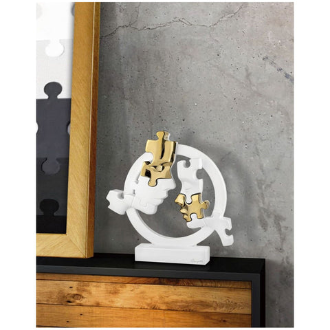 Bongelli Preziosi Figurine Couple Faces Circle Puzzle White/Gold D29 cm