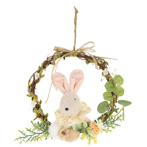 Nuvole di Stoffa Ghirlanda Fuoriporta Coniglio di Pasqua "PePen" 26x24 cm 2 varianti(1 unità)