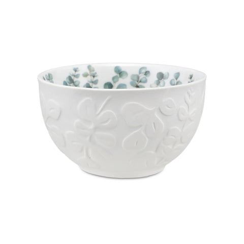 La Porcellana Bianca Ciotola con decoro in rilievo "Sempreverde" D12 cm