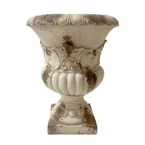 Blanc Mariclò Pot en résine effet vieilli "Epoca Collection" 42x42xH52 cm