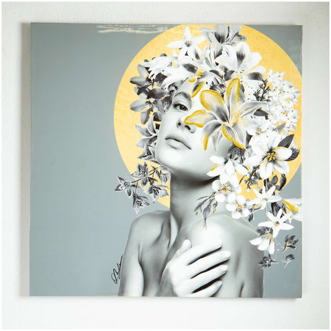 Eurolamp Quadro Figura femminile con fiori su tela 100x3,5x100 cm
