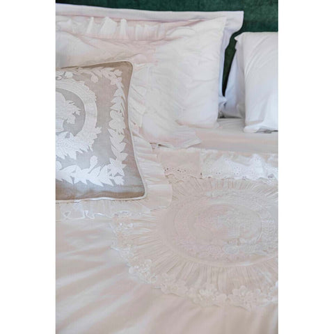 Blanc Mariclò Parure Housse de couette double blanche + 2 taies d'oreiller Shabby "Dentelle" 200x250 cm