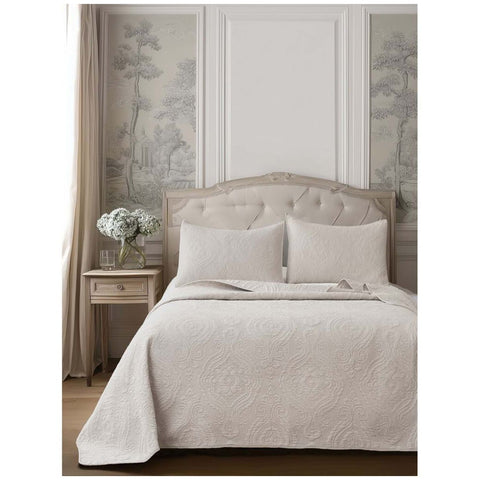 Blanc Mariclò Trapunta singola primaverile beige in misto cotone "Ricamo di Cotone" 180x260 cm - Angelica Home Stabia