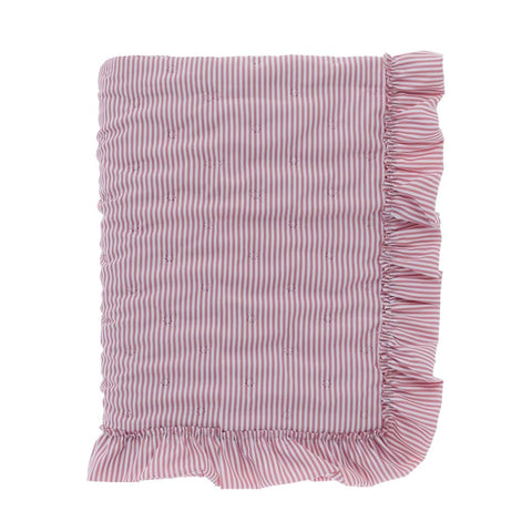 Blanc Mariclò Couvre-lit simple de printemps rose avec volant "Sogno Vichy" 180x260 cm