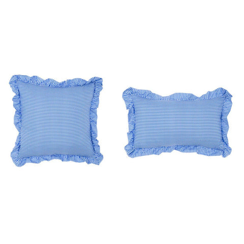 Blanc Mariclò Set 2 cuscini arredo in microfibra azzurro con gala "Sogno Vichy" 30x50 cm - 45x45 cm - Angelica Home Stabia