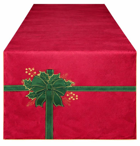 Clodette Runner di Natale ricamo Fiocco "Ribbon" 160x40 cm 2 varianti(1 unità)