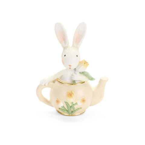 Figurine de lapin de Pâques en résine, motif nuages ​​de tissu, hauteur 10 cm, 2 variantes (1 unité)