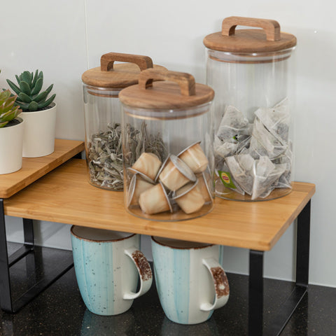 Estia Home Barattolo in vetro con tappo ermetico in legno "Allure" D10xH14.8 cm