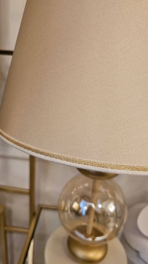 Brulamp Lampada da tavolo in legno + paralume tortora E27 D15.5xH58 cm