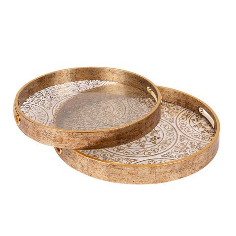 Eurolamp Set 2 Vassoi rotondi in vetro marrone 36x36x4cm/32x32x4cm