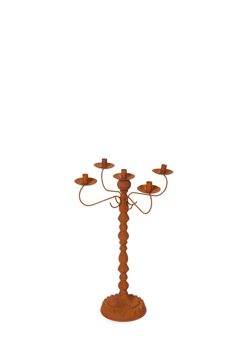 Nuvole di Stoffa Candelabro a 5 fiamme in acciaio corten rosso D46 H67 cm