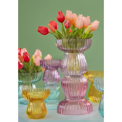 Vase rayé biforme EDG Enzo de Gasperi D15xH15,5 cm 4 variantes (1pc)