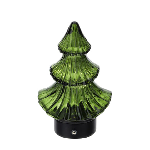 Hervit Albero di natale in vetro con luce led 13xH21 cm