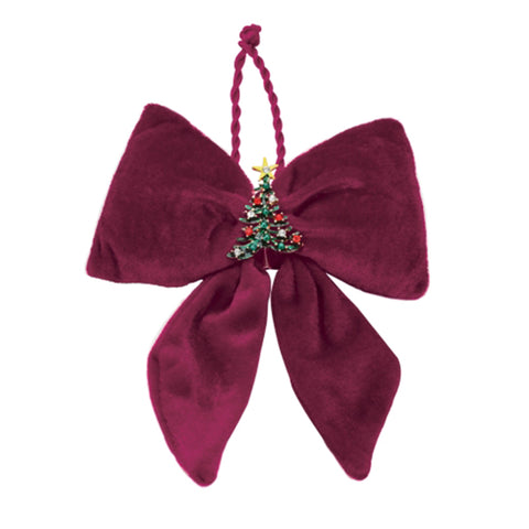 Hervit Christmas Velvet Bow with Tree Pin 14x18 cm