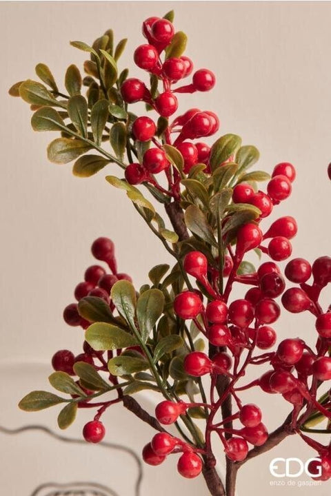 EDG Ramo natalizio decorativo con bacche rosse "Sinforicarpo" H42 cm