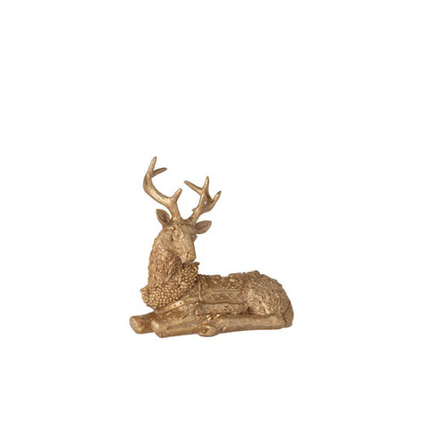 L'arte di Nacchi Statuina renna decoro natalizio in resina oro 23x12xH24 cm