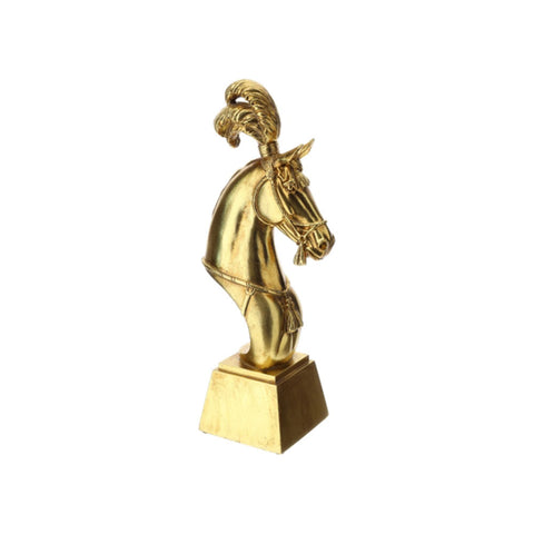 Figurine Tête de Cheval Hervit en Résine Dorée 16xH38 cm