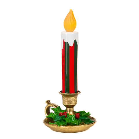 GOODWILL Resin candle with LED light and hollies H37.5 cm