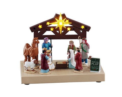 LEMAX Presepe vivente con luci led "Nativity Play" H10x14x9 cm