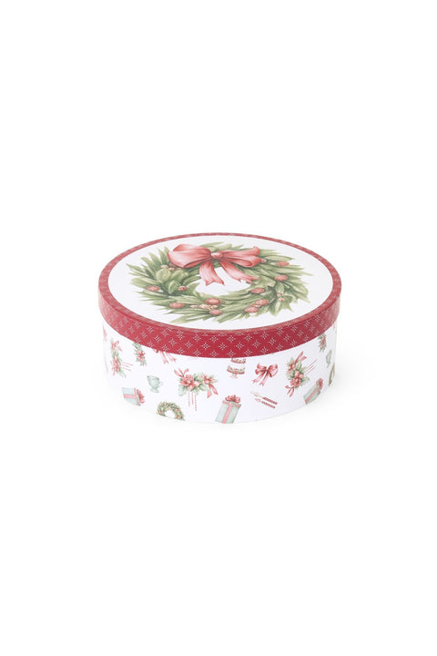 Lot de 3 boîtes rondes en tissu « Conte de Noël » 16/20/25,5 cm
