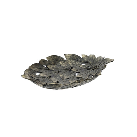 Hervit Assiette feuille en résine bronze 25x39 cm