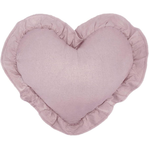 L'ATELIER 17 Heart-shaped decorative cushion with flounce in pure cotton, Collection: "Essentiel" Shabby Chic 50x55 cm 4 variants