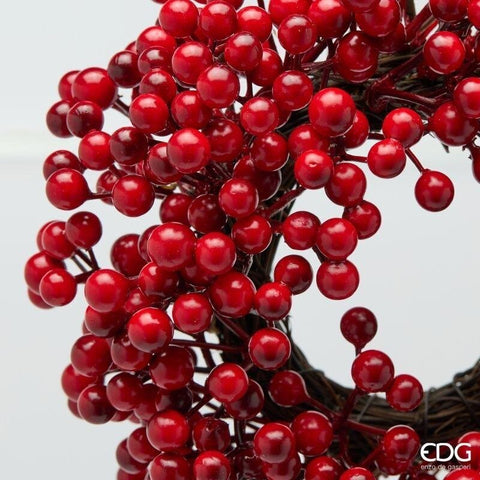 EDG Ghirlanda corona con bacche decoro natalizio rosso Ø22 cm
