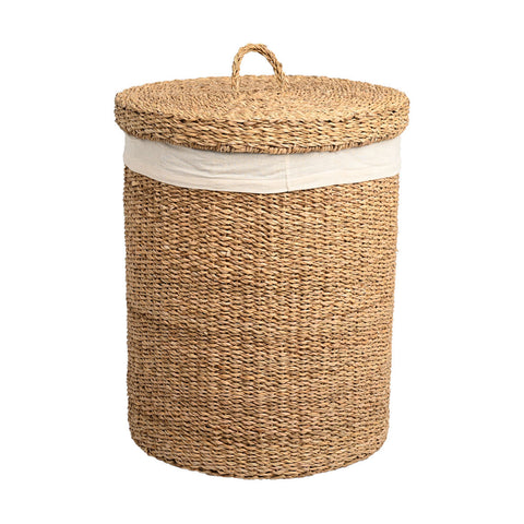 Estia Home Cestino Porta Biancheria in vimini con coperchio "Nerina" D45xH55 cm