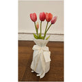 Fiori di Lena Vaso in vetro con mazzo tulipani artificiali D13.5xH25 cm 5 varianti(1 unità) - Angelica Home Stabia