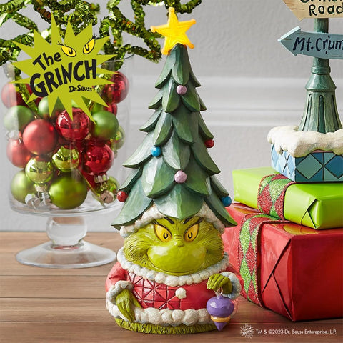 Nain Enesco Grinch avec arbre "Jim Shore" 11x11xH25 cm