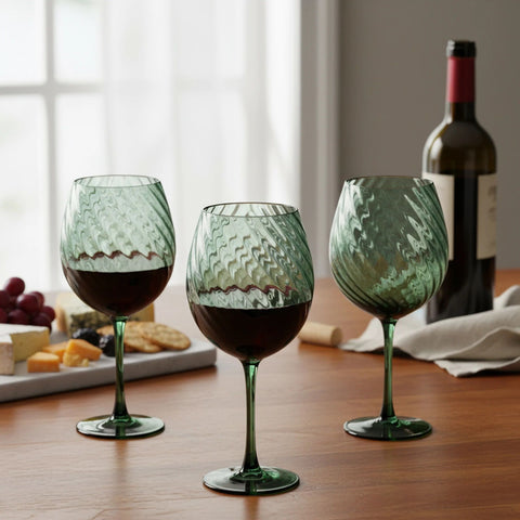 Fade Set 6 Calici da vino in vetro verde "Braies" 500 ml