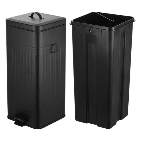 Estia Home Cestino Spazzatura in metallo nero opaco "Antigua" 30LT 27.5x36xH66 cm