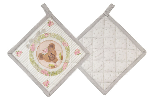 Cloth Clouds Cotton Kitchen Pot Holder with "Sweet Bear" 18x18 cm 2 variants (1 unit)