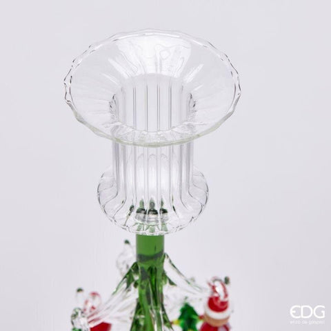 EDG Portacandela di natale con decorazioni in vetro Ø8 H20 cm