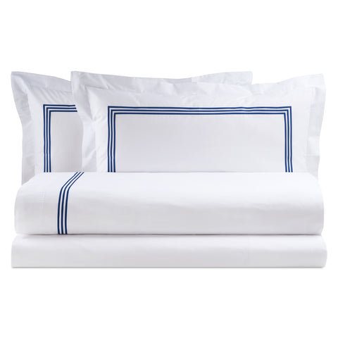 Bianco Perla Completo letto matrimoniale lenzuola in percalle di cotone "Zoe"