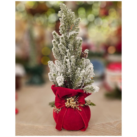 Sapin de Noël Lena's Flowers avec sac en velours rouge 12xH35 cm