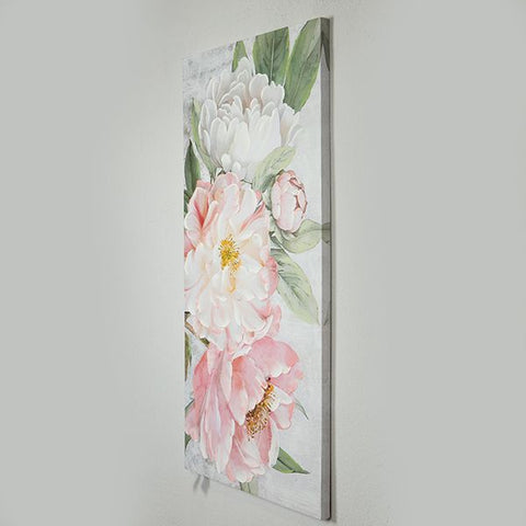 Eurolamp Quadro su tela con fiori rosa/bianco/verde/oro 120x3x60cm
