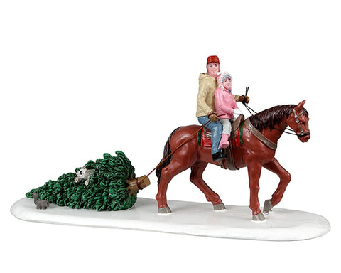 LEMAX Personaggio a cavallo "Tree Tradition" in resina H9.5x19.3x6 cm