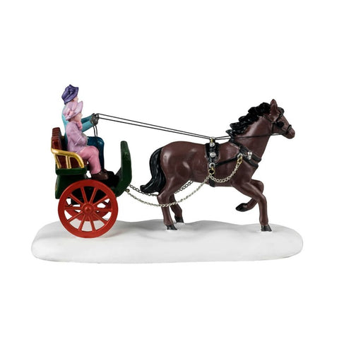 LEMAX Carovana con neve "Winter Carriage Ride" in resina H8 x 13.5 x 6.5 cm
