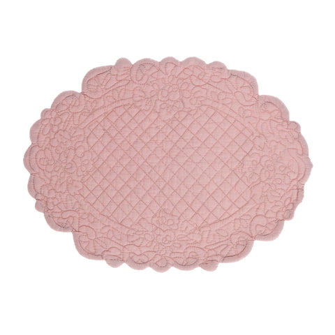 Blanc Mariclò Set 2 tovagliette americane ovali in cotone rosa "Carmen" 35x50 cm
