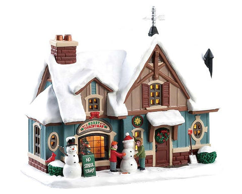LEMAX Edificio in porcellana con luci led "Snow Day" H17×19.5×12 cm