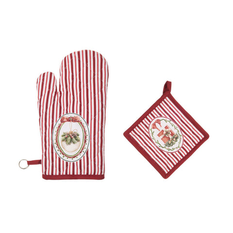 Nuvole di Stoffa Set natalizio guantone + presina in cotone "MAGIC NOEL" 2 varianti (2 unità)