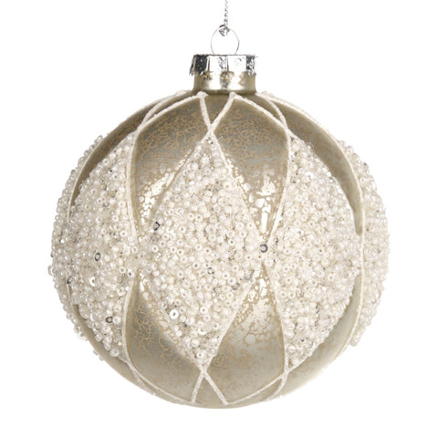 GOODWILL Boule de Noël en verre avec perles D10 cm