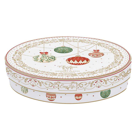 Easy Life Set de 4 assiettes à dessert en porcelaine D19 cm