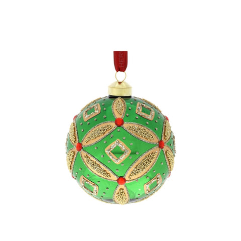 Hervit Green Glass Diamond Christmas Ball 3 Variations (1 Unit)