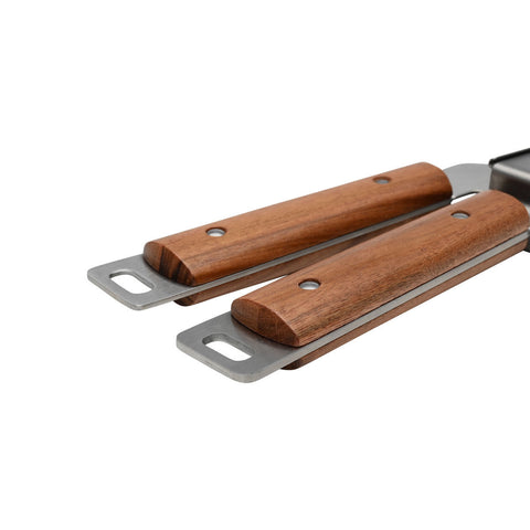 Estia Home Presse-ail en acier inoxydable et bois d'acacia "Allure" 20,5x8,4x3 cm